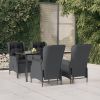 5 Piece Patio Dining Set Dark Gray Poly Rattan