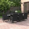 9 Piece Patio Dining Set with Cushions Poly Rattan and Glass