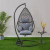 Patio PE Rattan Swing Chair With Stand and Leg Rest for Balcony, Courtyard