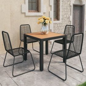 5 Piece Patio Dining Set PVC Rattan Black and Brown