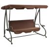 Outdoor Swing Bench with Canopy Coffee