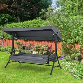 3-Seat Patio Outdoor Swing with Adjustable Tilt Canopy