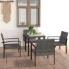 5 Piece Patio Dining Set Poly Rattan Gray