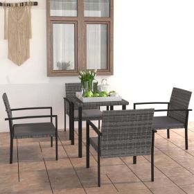 5 Piece Patio Dining Set Poly Rattan Gray