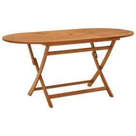 Folding Patio Table 63"x33.5"x29.5" Solid Eucalyptus Wood