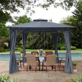 10x10 Ft Outdoor Patio Garden Gazebo Tent, Outdoor Shading, Gazebo Canopy With Curtains