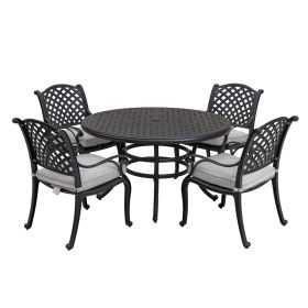 Stylish Outdoor 5-Piece Aluminum Dining Set with Cushion, Sandstorm