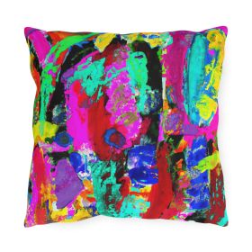 Decorative Outdoor Pillows With Zipper - Set Of 2, Multicolor Abstract Expression Pattern