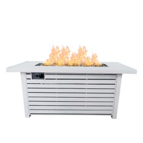 Living Source International 24" H Propane/Natural Gas Outdoor Fire Pit Table with Lid (White)