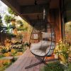 Discover Ultimate Comfort: Outdoor Egg Swing Chair with Soft Grey Cushions