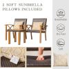 Patio Bistro Set 3 Pieces with Wood Grain Aluminum Wicker Padded Porch Chairs,Coffee Table,Outdoor Conversation Set with Beige Sunbrella Pillows(1Tabl