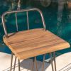 River Street Designs Edward Outdoor 3 Piece Industrial Acacia Wood Bar Set with Iron Frame, Teak, Rustic Metal