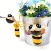 2pcs/set, Metal Bee Decorations, Patio Art Garden Decoration, Cute Bee Lawn Decorations, Hanging Wall Sculpture, Hanging Decorations, Garden Patio Dec