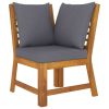 3 Piece Patio Lounge Set with Dark Gray Cushion Solid Acacia Wood