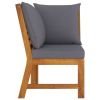 3 Piece Patio Lounge Set with Dark Gray Cushion Solid Acacia Wood