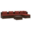 6 Piece Patio Lounge Set with Cushions Poly Rattan Brown