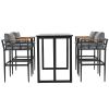 Steel Outdoor Dining Set with Acacia Wood Armrest Suitable For Patio; Balcony Or Backyard