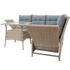 Outdoor Patio 4-Piece All Weather PE Wicker Rattan Sofa Set with Adjustable Backs for Backyard, Poolside, Gray