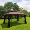 13x10 Outdoor Patio Gazebo Canopy Tent With Ventilated Double Roof And Mosquito net(Detachable Mesh Screen On All Sides),Suitable for Lawn, Garden, Ba