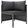 10 Piece Patio Lounge Set with Cushions Poly Rattan Gray