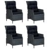 5 Piece Patio Dining Set Dark Gray Poly Rattan