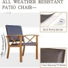 Patio Bistro Set 3 Pieces with Wood Grain Aluminum Wicker Padded Porch Chairs,Coffee Table,Outdoor Conversation Set with Beige Sunbrella Pillows(1Tabl