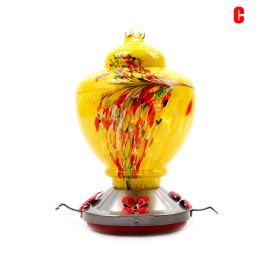 Hummingbird Feeder for Outdoors Hand Blown Colorful Glass Feeder with Ant Moat Gardening Supplies Bird Feeder Ant Proof (Color: C)