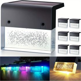 4pcs/6pcs/8pcs/10pcs/12pcs Solar Wall Lights, LED Color Changing Solar Step Lights Outdoor, Imitation Crystal Bubbles With 2 Lighting Modes (quantity: 6)