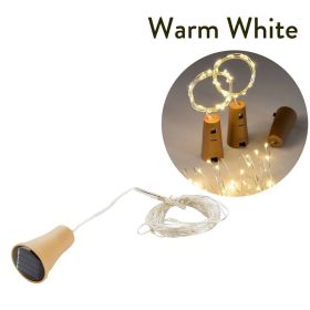 1pc 10/20 LED Solar Wine Bottle Cork Shaped String Lights; Garland Wire Fairy String Light; 3.3/6.6ft; Outdoor Party Decoration (Color: Warm Light, size: 2M 20 Lamp Beads)