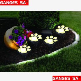 1pc GANGES SA Solar Garden String Lights; 4 Cat And Dog Footprint Lights; Solar Lawn Lights; Solar Landscape Fence String Lights; Outdoor Garden Decor (Items: 4 White Light String)