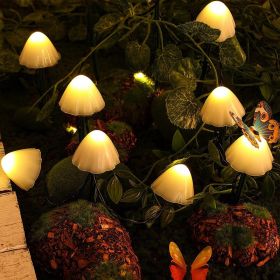 LED Solar Lights Outdoor Garden Waterproof Mushroom String Lawn Lamps Cute Fairy Light Landscape Lamp Path Yard Lawn Patio Decor (Emitting Color: Warm white, Wattage: 5M 20LEDs)