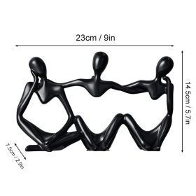 Nordic Art Abstract Thinker Statue Home Crafts Resin Statues Abstract Figure Sculpture Thinker Table Office Home Desktop Decor (Ships From: CN, Color: C1- Black)