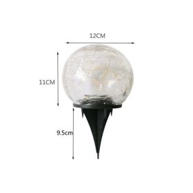 Solar Garden Light Cracked Glass Ball Lamps Outdoor Solar Courtyard Lights Waterproof Solar Lamp Balcony Yard Villa Street Decor (Ships From: China, Emitting Color: Medium)