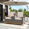 Outdoor Comfort Adjustable Loveseat; Armrest With Storage Space With 2 Colors; Suitable For Courtyards; Swimming Pools