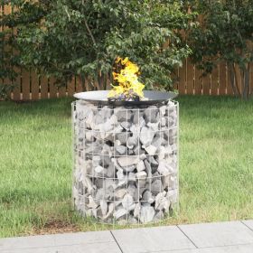 Gabion Fire Pit Ø 19.7" Galvanized Iron (Color: Silver)