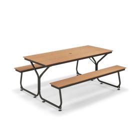 6 Feet Outdoor Picnic Table Bench Set for 6-8 People (Color: Brown)