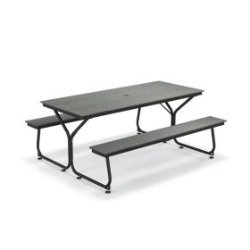 6 Feet Outdoor Picnic Table Bench Set for 6-8 People (Color: Gray)