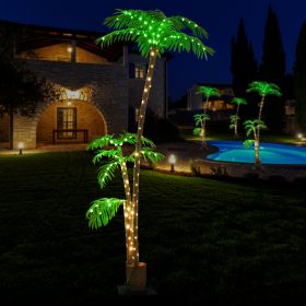 Lighted Palm Tree, 6FT Palm Trees for Outside Patio, Christmas Palm Tree Decor, Waterproof Windproof Solar Light Up Tree (qty: 1-pack)