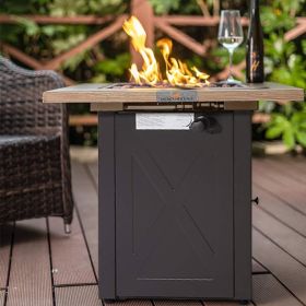 LEGACY HEATING Propane Fire Pit Table, 50,000 BTU Square Fire Table, Fire Pit Propane for Outside Patio, Add Warmth and Ambience to Gatherings and Par (Material: Stainless Steel, Color: Wood)