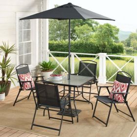 6-Piece Outdoor Patio Dining Set (Color: Black)