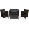 4 Pieces Comfortable Outdoor Rattan Sofa Set with Table