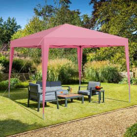 Outdoor 10x 10Ft Pop Up Gazebo Canopy Tent with 4pcs Weight sand bag,with Carry Bag (Color: Pink)