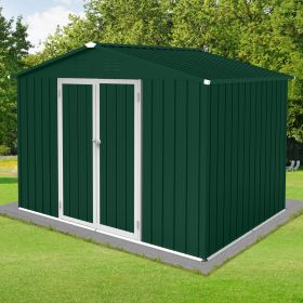 Metal garden sheds 6ftx8ft outdoor storage sheds Green+White (Color: as Pic)