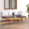 5 Piece Patio Lounge Set with Cushions Solid Acacia Wood