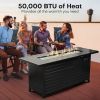 LEGACY HEATING 57" Propane Fire Pit Table, 50,000BTU Outdoor Gas Fire Pit, 2 in 1 Rectangular Firepit Tabletop w/ Lid, Wind Guard, Glass Beads, Alumin