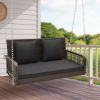 2-Person Outdoor Wicker Porch Swing with Seat and Back Cushions