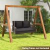 2-Person Outdoor Wicker Porch Swing with Seat and Back Cushions