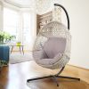 Large Hanging Egg Chair with Metal Stand and UV Resistant Cushion Hammock Chairs with C-Stand for Outdoor Indoor