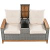 Outdoor Comfort Adjustable Loveseat; Armrest With Storage Space With 2 Colors; Suitable For Courtyards; Swimming Pools